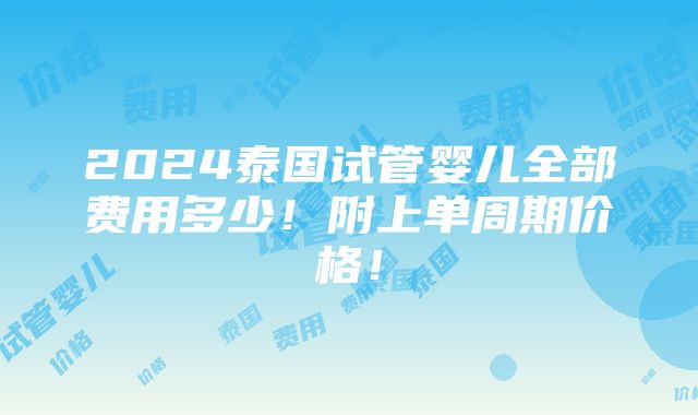 2024泰国试管婴儿全部费用多少！附上单周期价格！