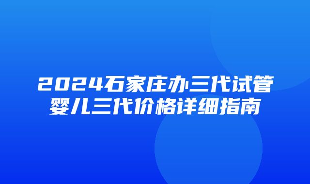 2024石家庄办三代试管婴儿三代价格详细指南