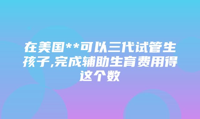 在美国**可以三代试管生孩子,完成辅助生育费用得这个数