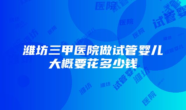 潍坊三甲医院做试管婴儿大概要花多少钱