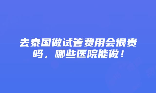 去泰国做试管费用会很贵吗，哪些医院能做！