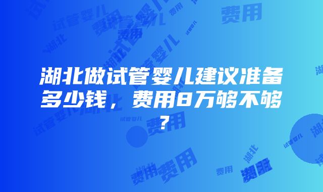 湖北做试管婴儿建议准备多少钱，费用8万够不够？