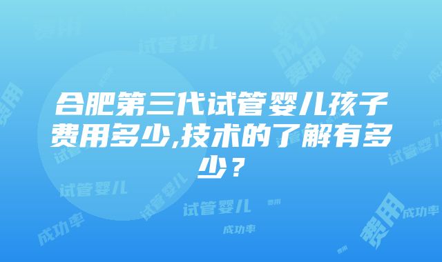 合肥第三代试管婴儿孩子费用多少,技术的了解有多少？