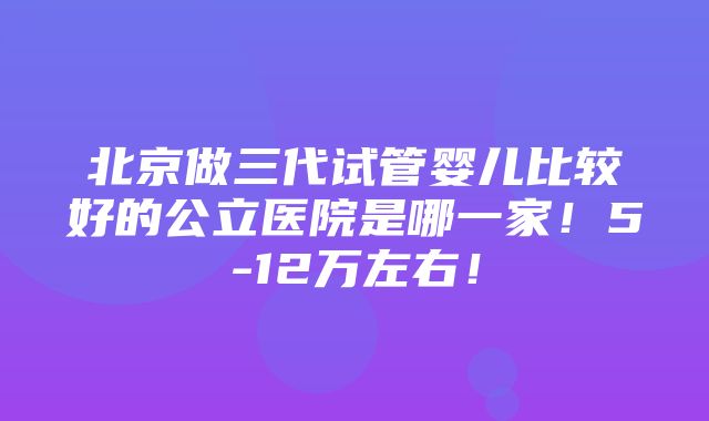 北京做三代试管婴儿比较好的公立医院是哪一家！5-12万左右！