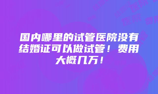 国内哪里的试管医院没有结婚证可以做试管！费用大概几万！