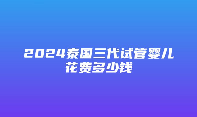 2024泰国三代试管婴儿花费多少钱