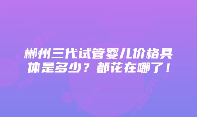 郴州三代试管婴儿价格具体是多少？都花在哪了！