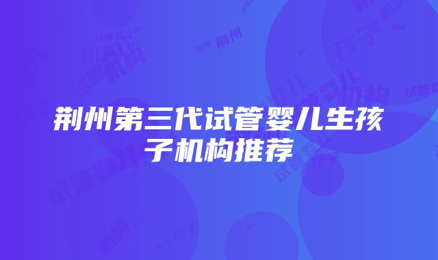 荆州第三代试管婴儿生孩子机构推荐