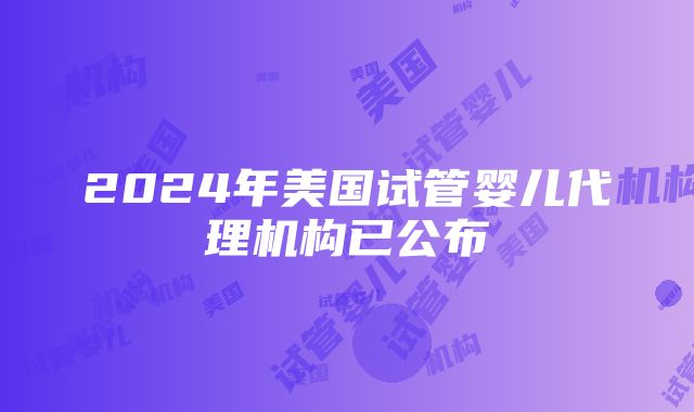 2024年美国试管婴儿代理机构已公布