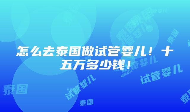 怎么去泰国做试管婴儿！十五万多少钱！