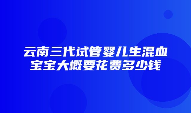 云南三代试管婴儿生混血宝宝大概要花费多少钱