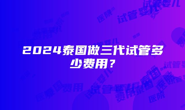 2024泰国做三代试管多少费用？