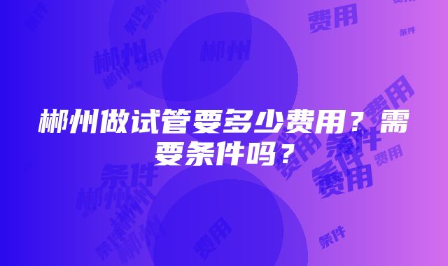 郴州做试管要多少费用？需要条件吗？