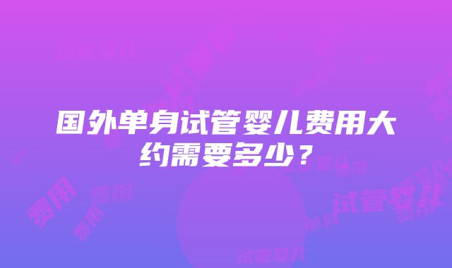 国外单身试管婴儿费用大约需要多少？