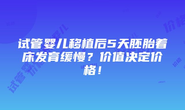 试管婴儿移植后5天胚胎着床发育缓慢？价值决定价格！