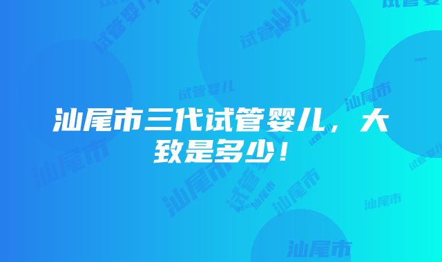 汕尾市三代试管婴儿，大致是多少！