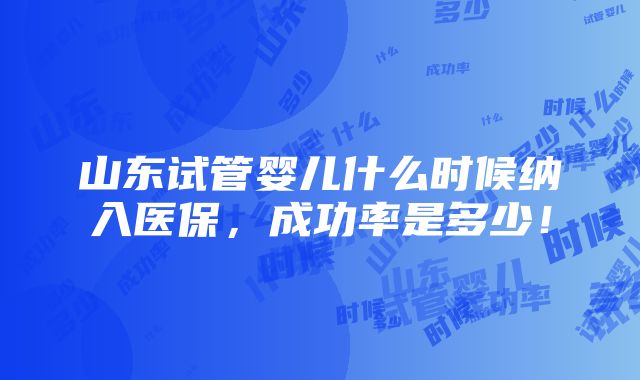 山东试管婴儿什么时候纳入医保，成功率是多少！