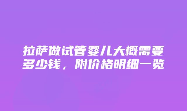 拉萨做试管婴儿大概需要多少钱，附价格明细一览