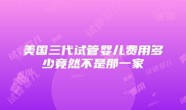 美国三代试管婴儿费用多少竟然不是那一家