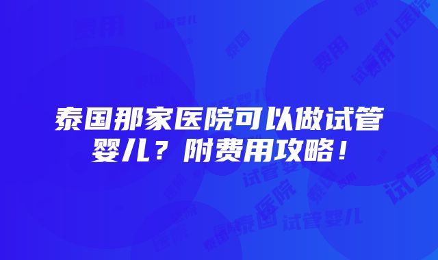 泰国那家医院可以做试管婴儿？附费用攻略！