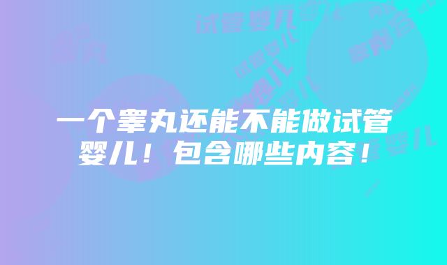 一个睾丸还能不能做试管婴儿！包含哪些内容！