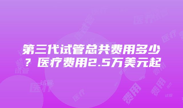 第三代试管总共费用多少？医疗费用2.5万美元起