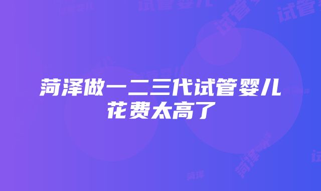 菏泽做一二三代试管婴儿花费太高了