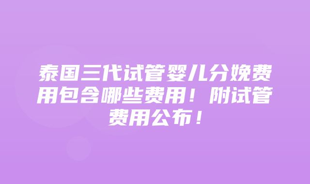 泰国三代试管婴儿分娩费用包含哪些费用！附试管费用公布！