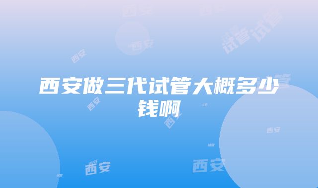 西安做三代试管大概多少钱啊