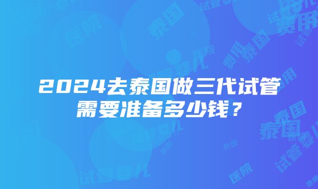 2024去泰国做三代试管需要准备多少钱？