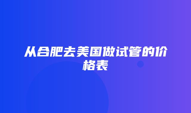 从合肥去美国做试管的价格表