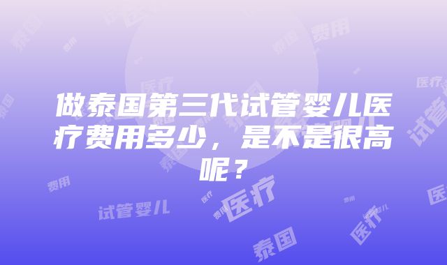 做泰国第三代试管婴儿医疗费用多少，是不是很高呢？