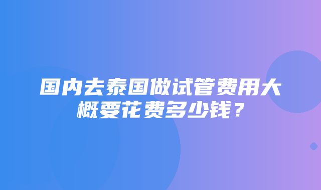 国内去泰国做试管费用大概要花费多少钱？