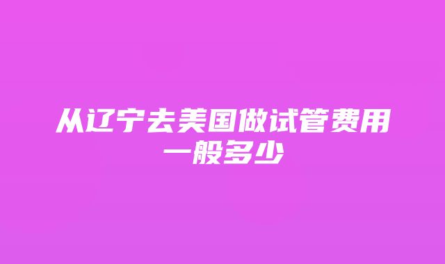 从辽宁去美国做试管费用一般多少