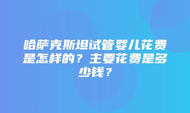 哈萨克斯坦试管婴儿花费是怎样的？主要花费是多少钱？