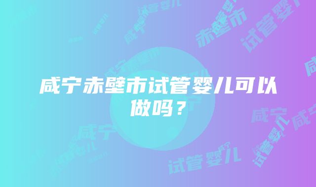 咸宁赤壁市试管婴儿可以做吗？