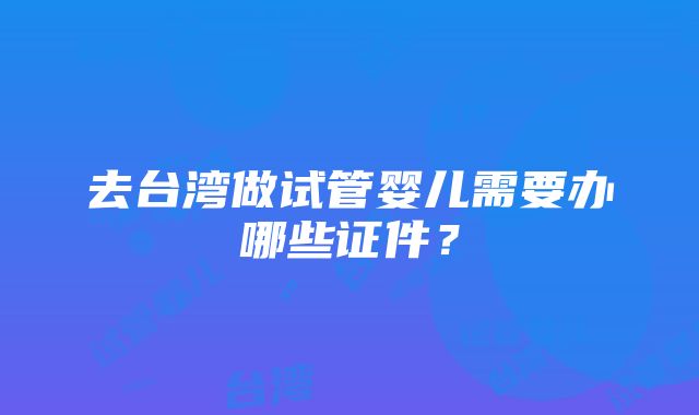 去台湾做试管婴儿需要办哪些证件？