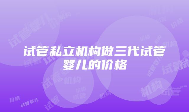 试管私立机构做三代试管婴儿的价格