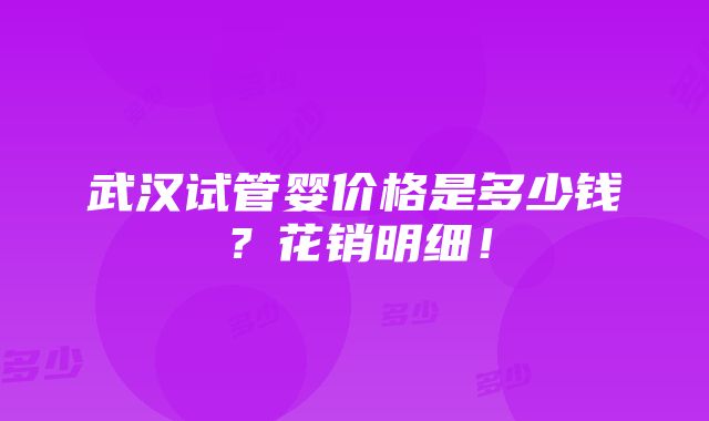 武汉试管婴价格是多少钱？花销明细！