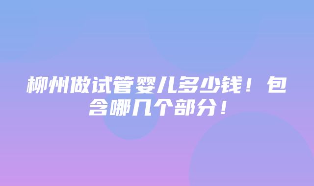 柳州做试管婴儿多少钱！包含哪几个部分！