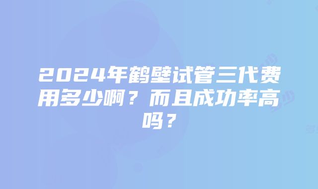 2024年鹤壁试管三代费用多少啊？而且成功率高吗？