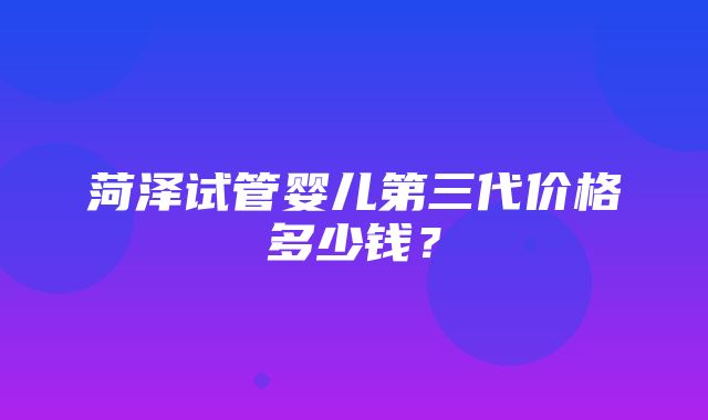 菏泽试管婴儿第三代价格多少钱？