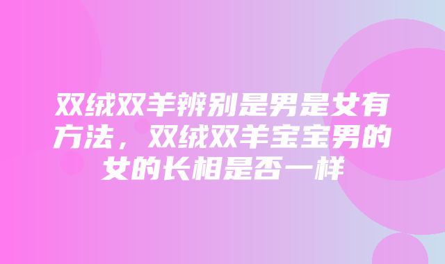 双绒双羊辨别是男是女有方法，双绒双羊宝宝男的女的长相是否一样