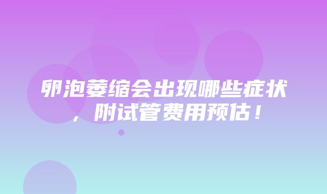 卵泡萎缩会出现哪些症状，附试管费用预估！