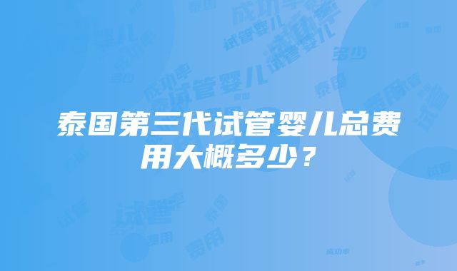 泰国第三代试管婴儿总费用大概多少？