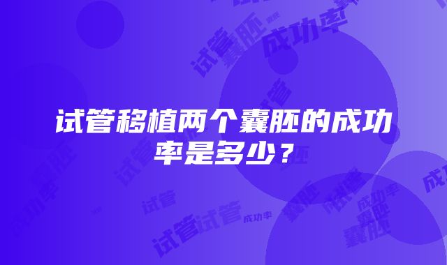 试管移植两个囊胚的成功率是多少？