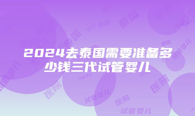 2024去泰国需要准备多少钱三代试管婴儿