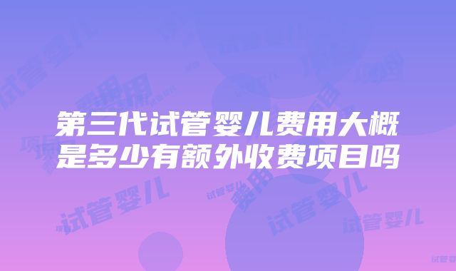 第三代试管婴儿费用大概是多少有额外收费项目吗