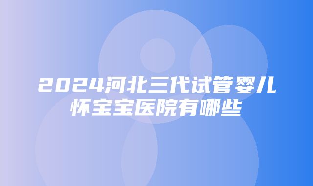 2024河北三代试管婴儿怀宝宝医院有哪些