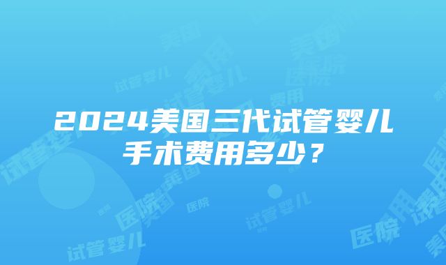 2024美国三代试管婴儿手术费用多少？